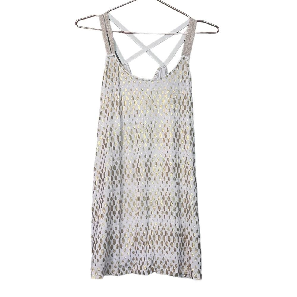 Lane Bryant Gold Metallic Polka Dot Tank Top - Size 14/16